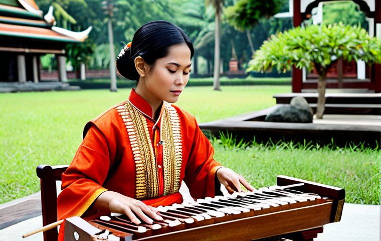 작곡가의 직업적 역량 개발 - **

"A professional female musician in traditional Thai attire, performing on a *khim* (Thai hammere...